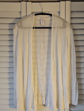 Sigrid Olsen Lightweight Open Front White Cardigan